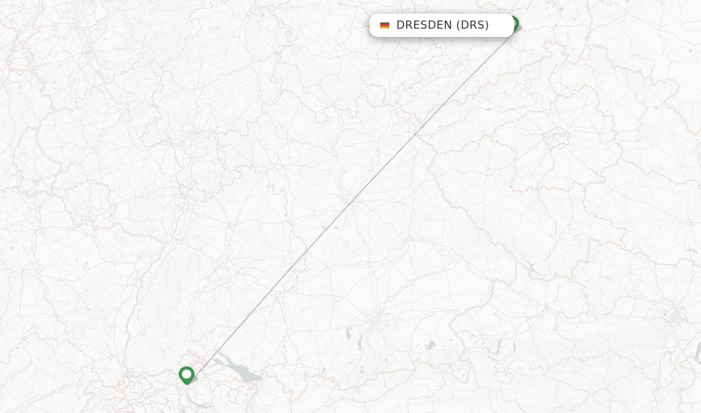 Route map with flights from Dresden with SWISS