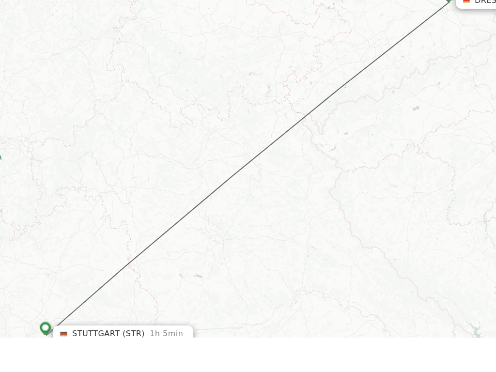 Flights from Dresden to Stuttgart route map