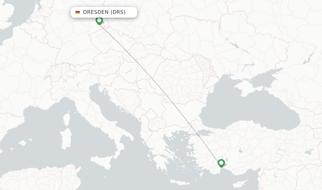 Route map with flights from Dresden with SunExpress