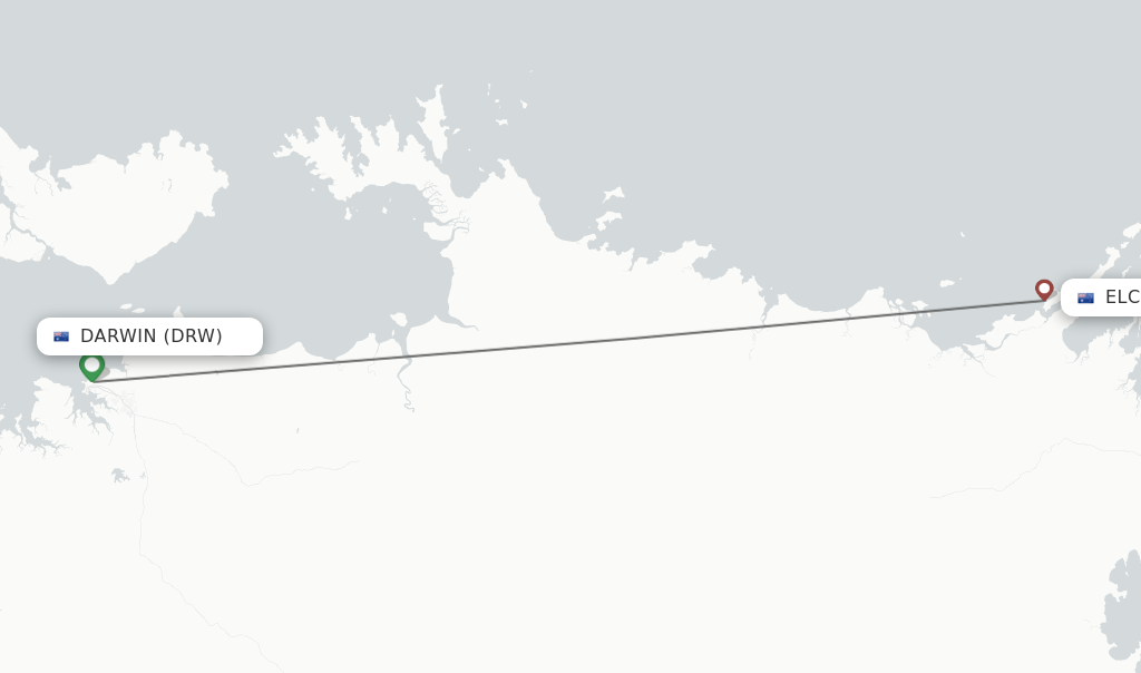 Flights from Darwin to Elcho Island route map