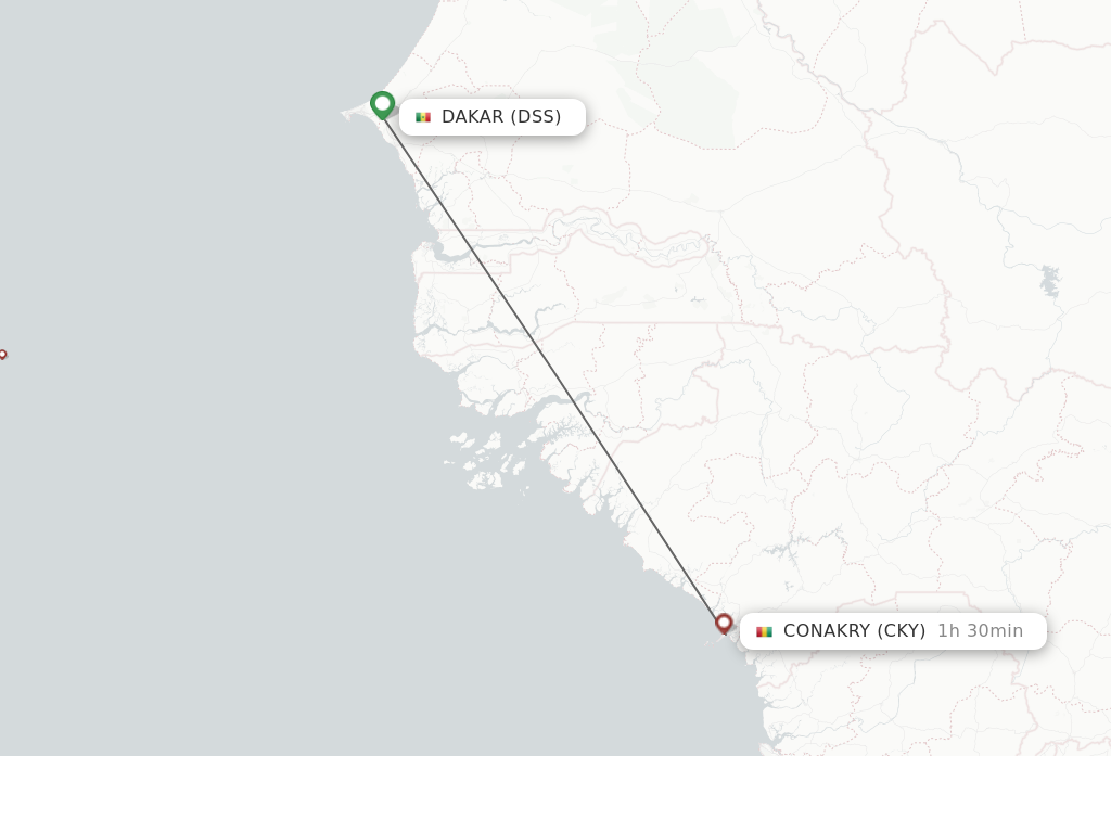 Flights from Dakar to Conakry route map