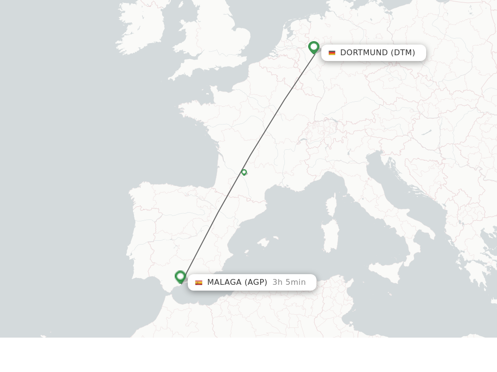Flights from Dortmund to Malaga route map