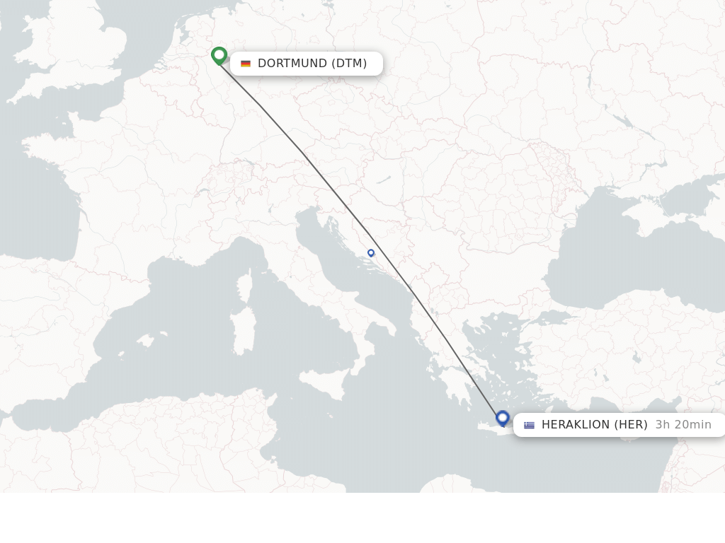 Flights from Dortmund to Heraklion route map