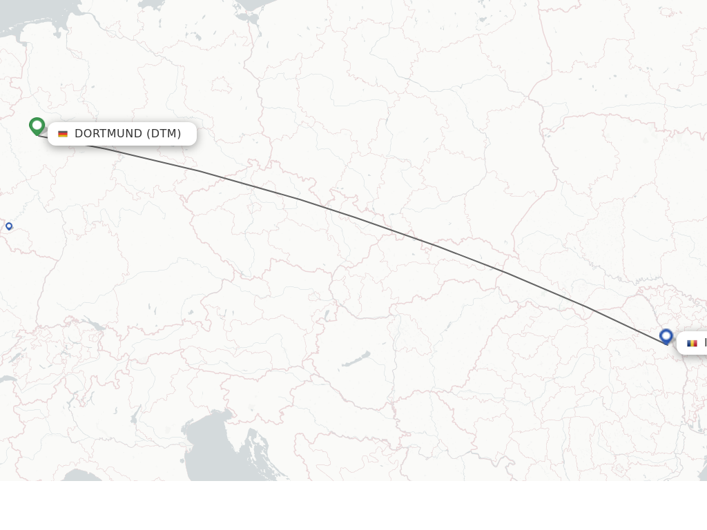 Flights from Dortmund to Iasi route map