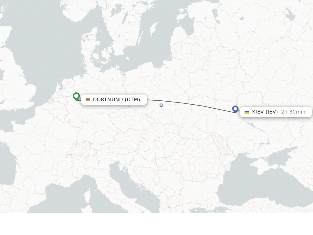 Flights from Dortmund to Kiev route map