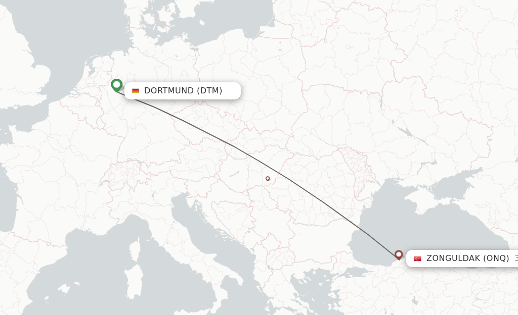 Flights from Dortmund to Zonguldak route map