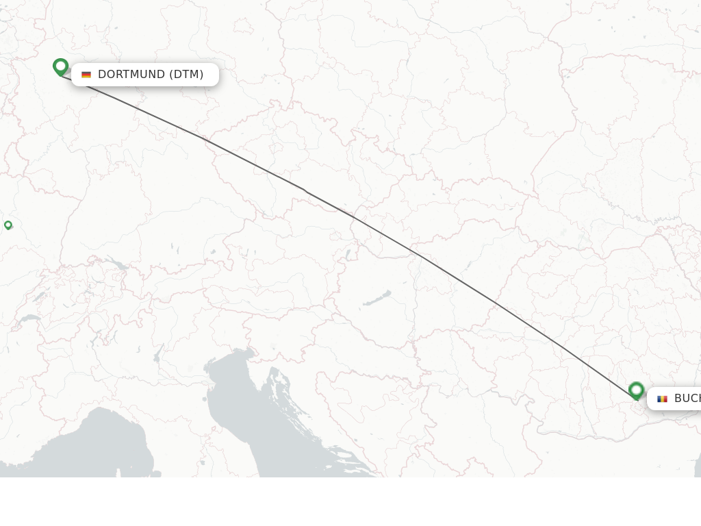 Flights from Dortmund to Bucharest route map
