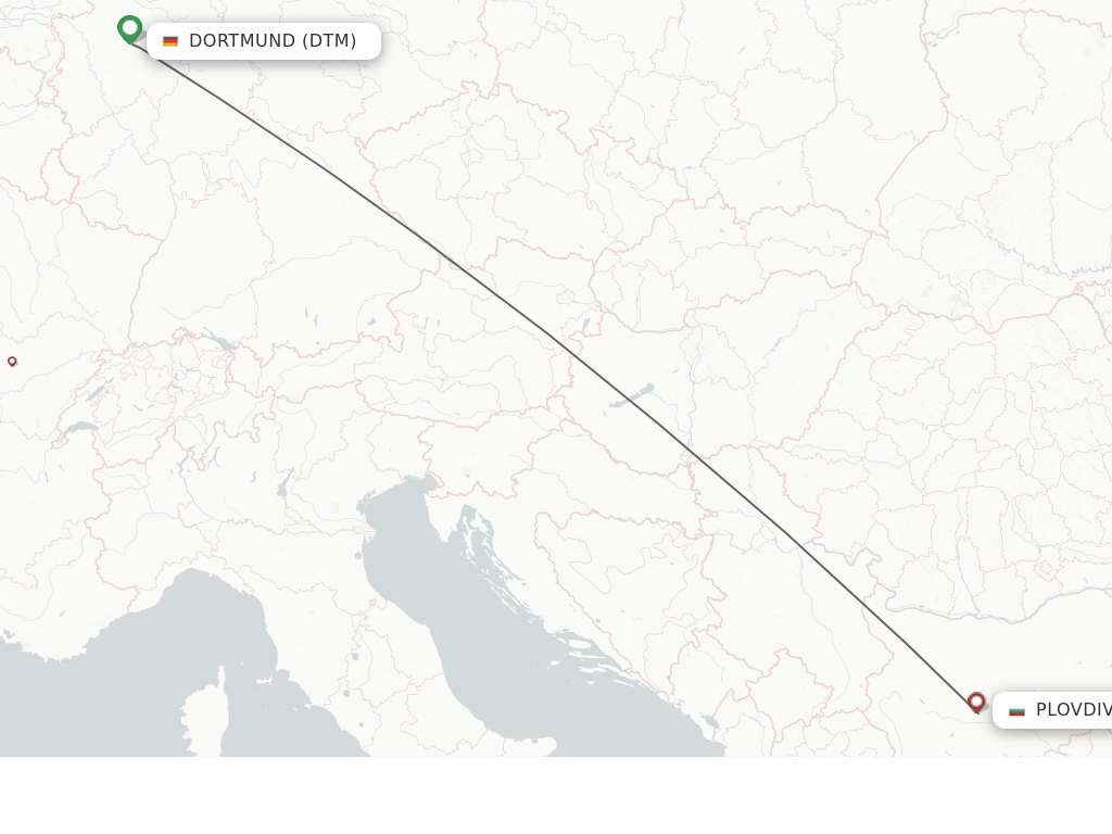 Flights from Dortmund to Plovdiv route map