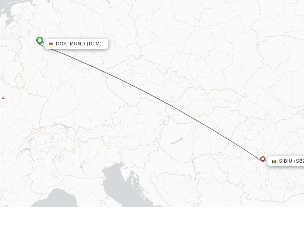 Flights from Dortmund to Sibiu route map
