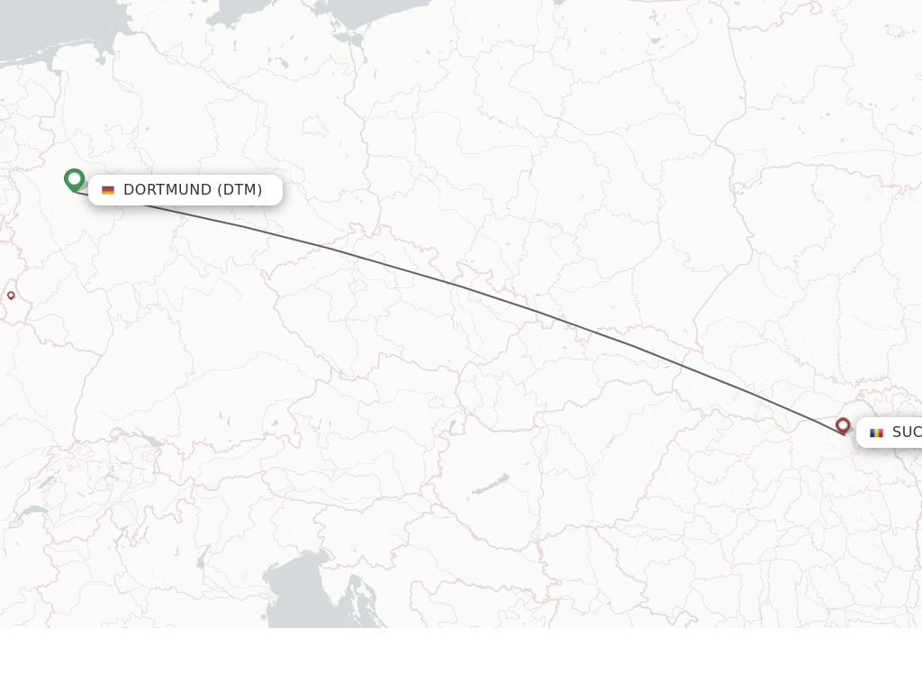 Flights from Dortmund to Suceava route map
