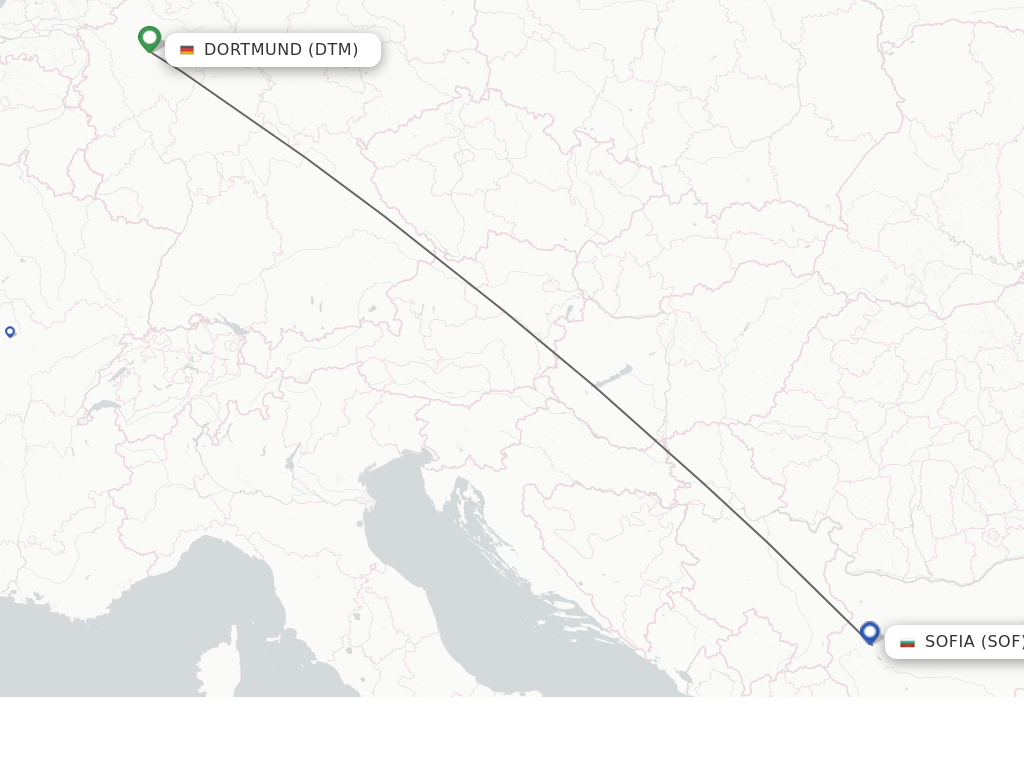 Flights from Dortmund to Sofia route map