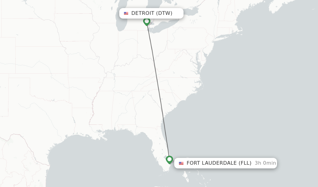 Direct (nonstop) flights from Detroit to Fort Lauderdale schedules