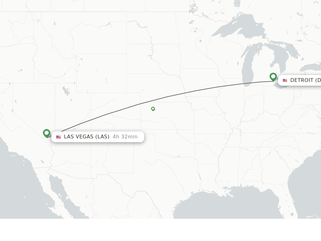Flights from Detroit to Las Vegas route map
