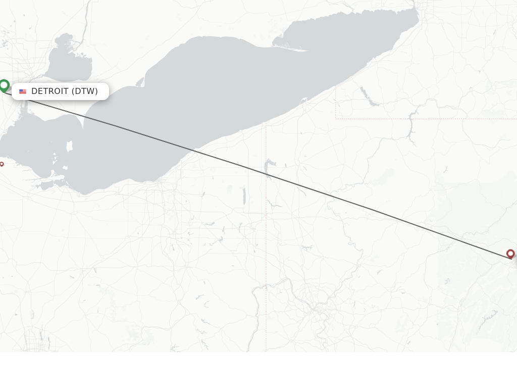 Flights from Detroit to State College route map