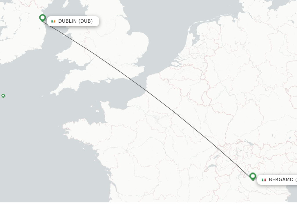 Flights from Dublin to Milan route map