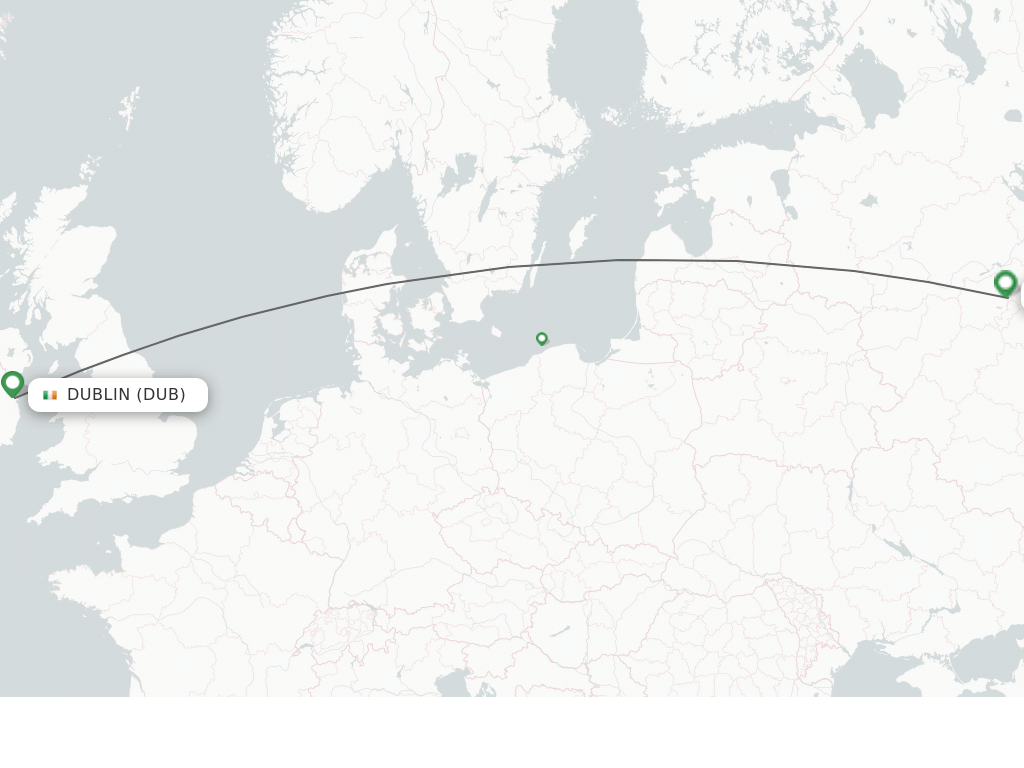 Flights from Moscow to Dublin route map