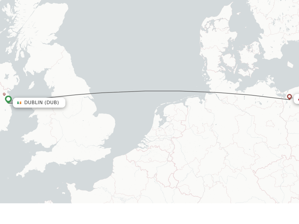 Flights from Szczecin to Dublin route map