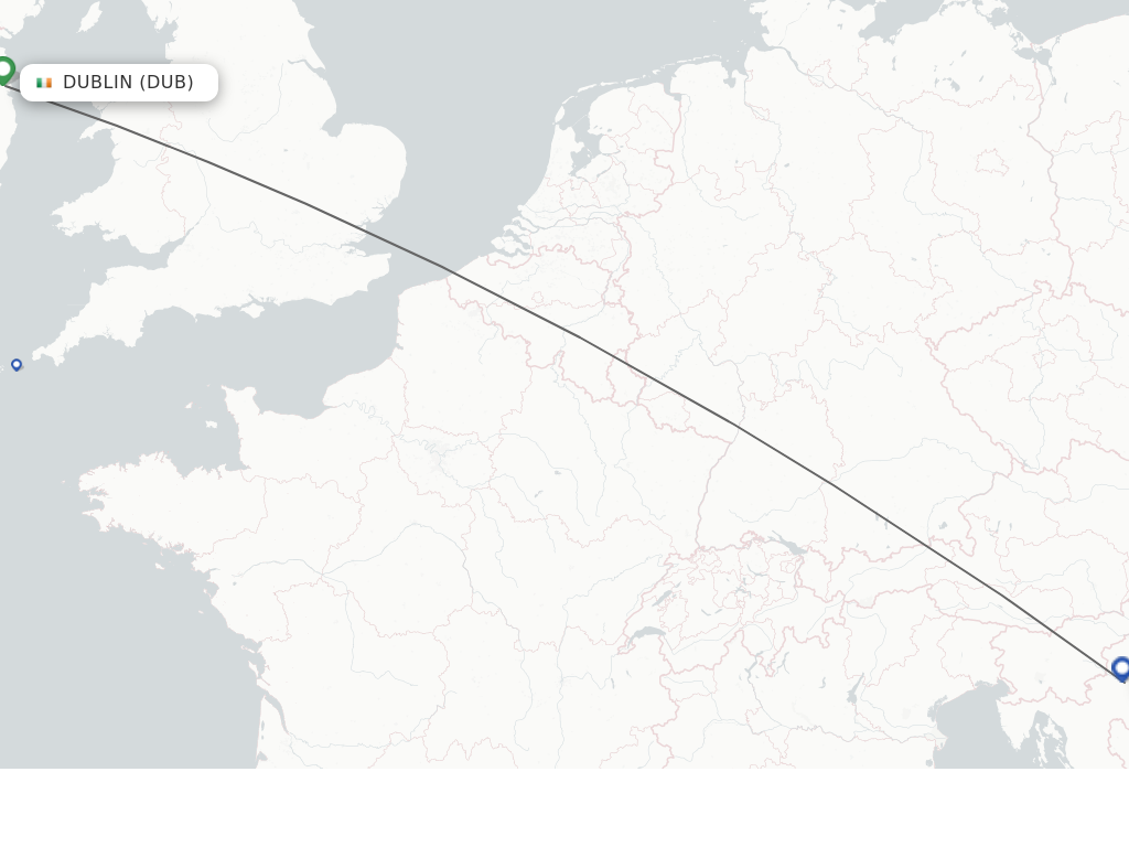 Flights from Zagreb to Dublin route map