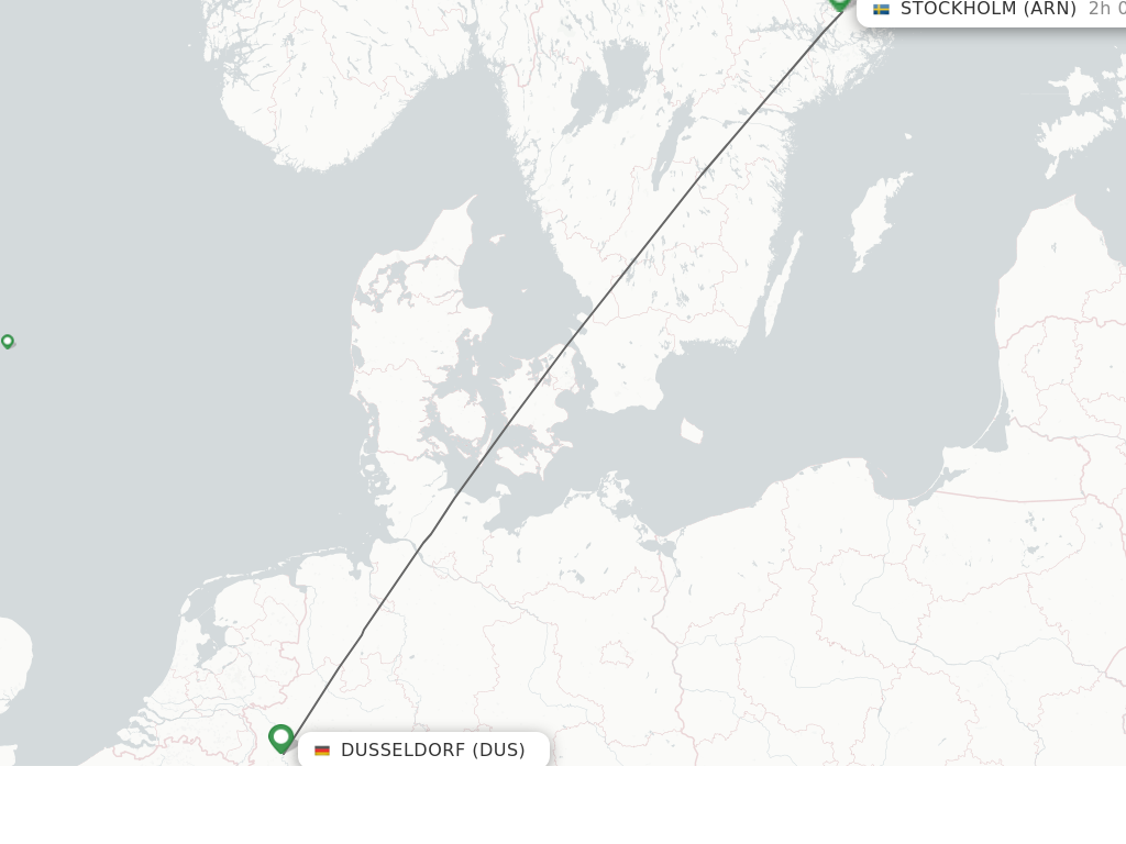 Flights from Dusseldorf to Stockholm route map