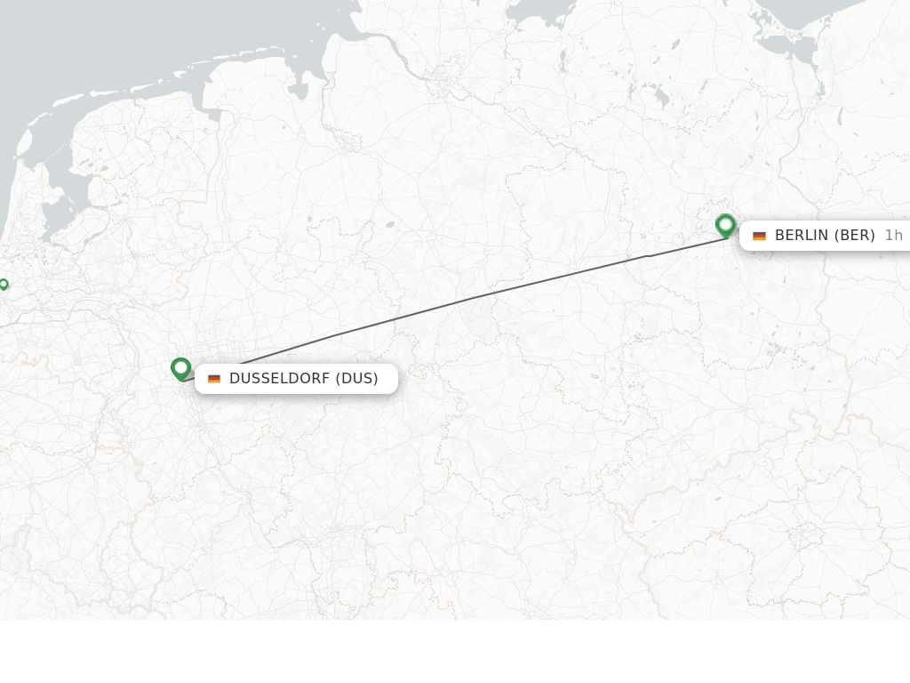 Flights from Dusseldorf to Berlin route map