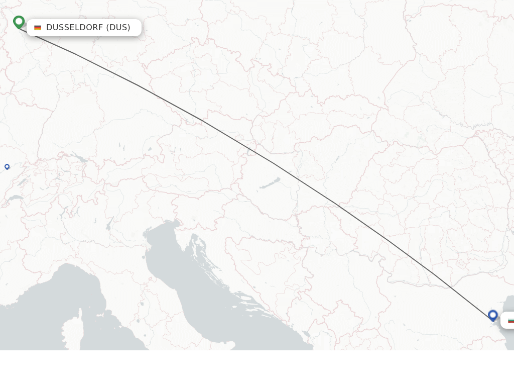 Flights from Dusseldorf to Burgas route map