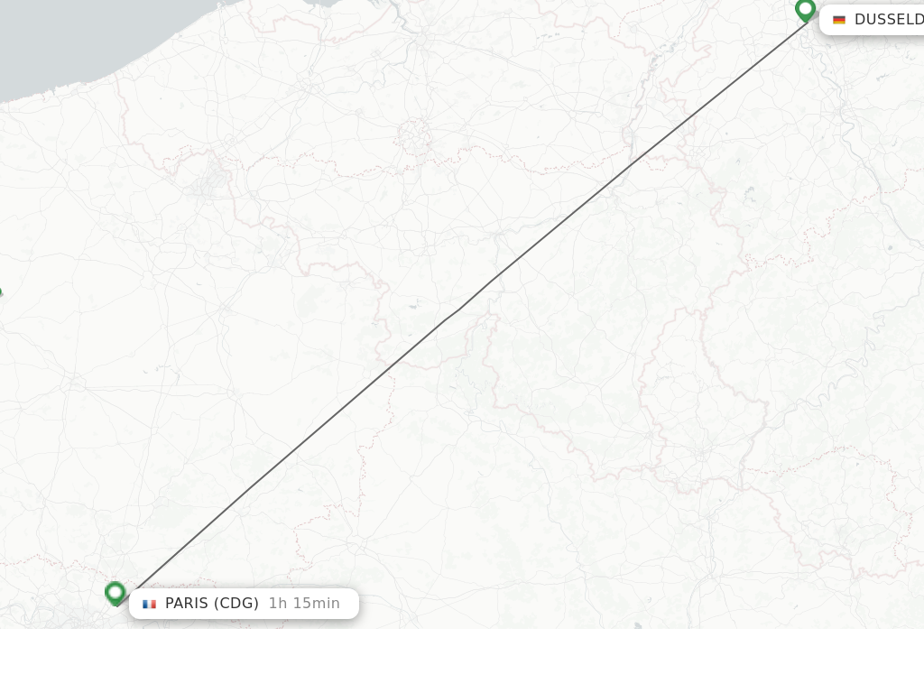 Flights from Dusseldorf to Paris route map