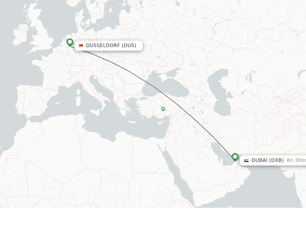 Direct (non-stop) flights from Dusseldorf to Dubai - schedules