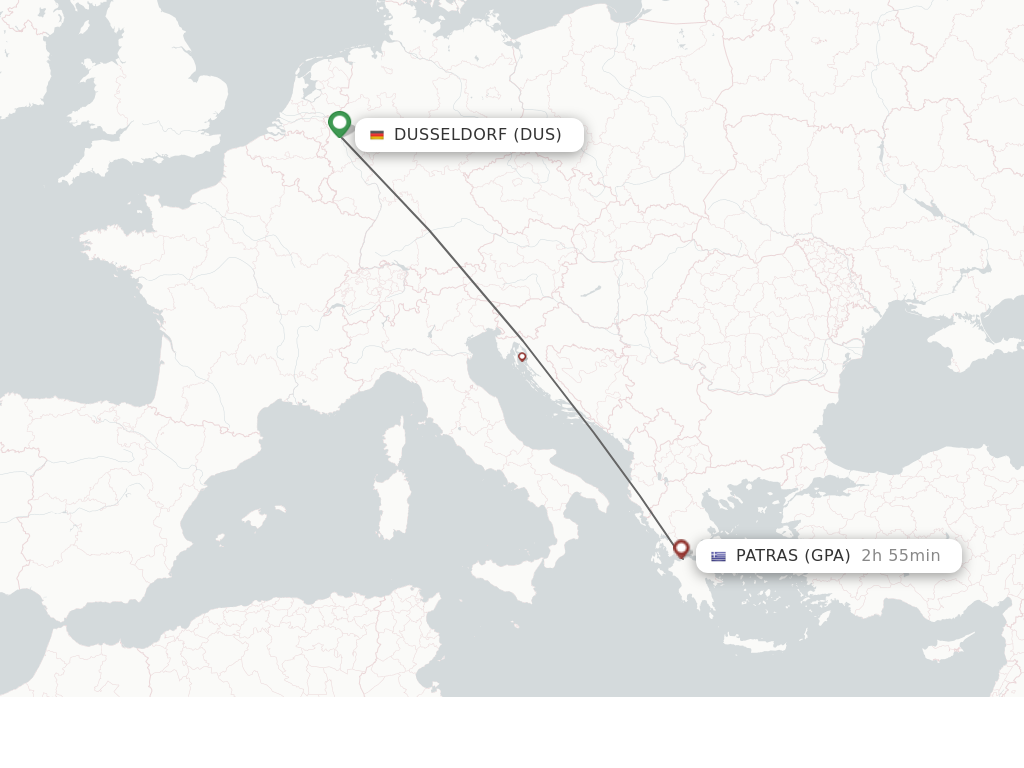Flights from Dusseldorf to Patras route map