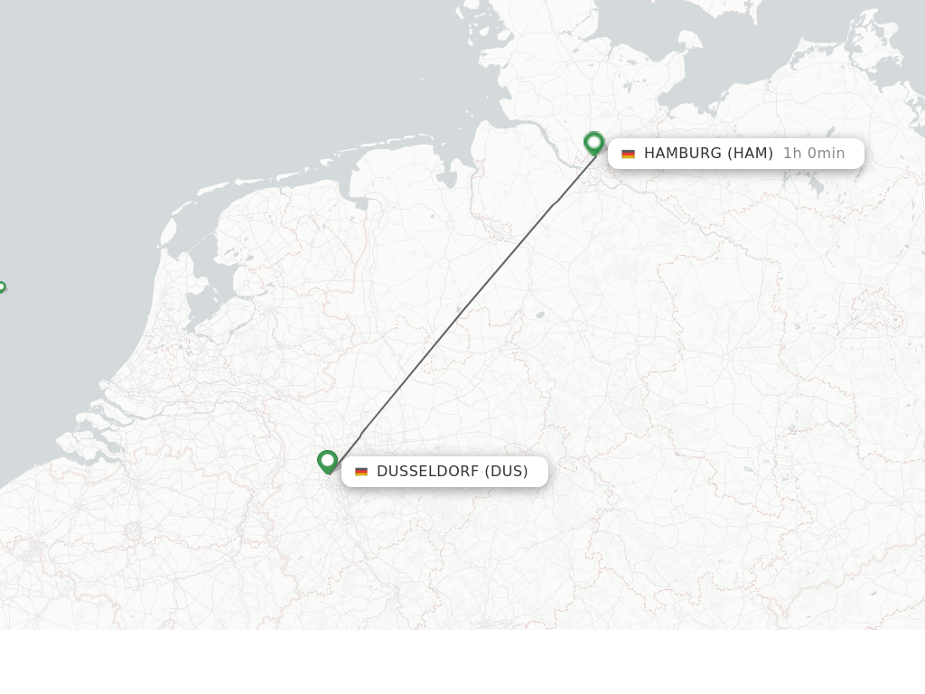 Flights from Dusseldorf to Hamburg route map