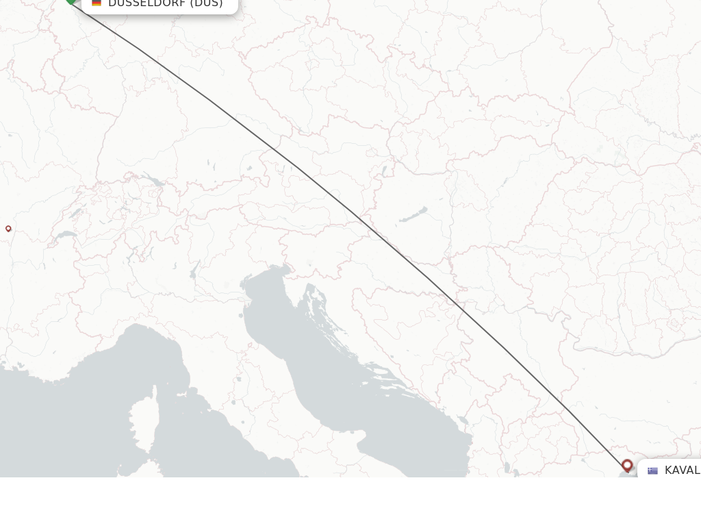 Flights from Dusseldorf to Kavala route map