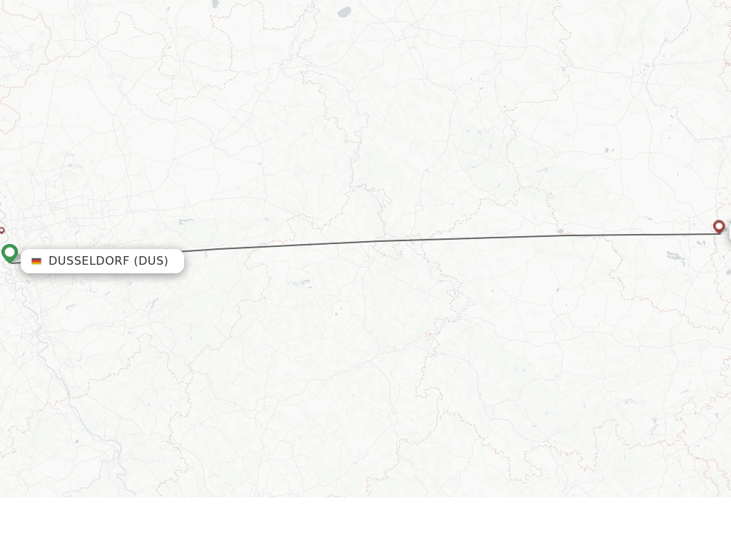 Flights from Dusseldorf to Leipzig/Halle route map