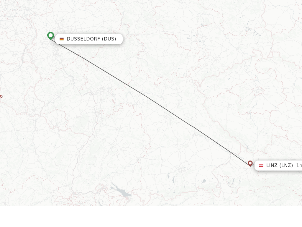 Flights from Dusseldorf to Linz route map