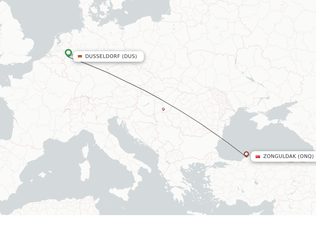Flights from Dusseldorf to Zonguldak route map