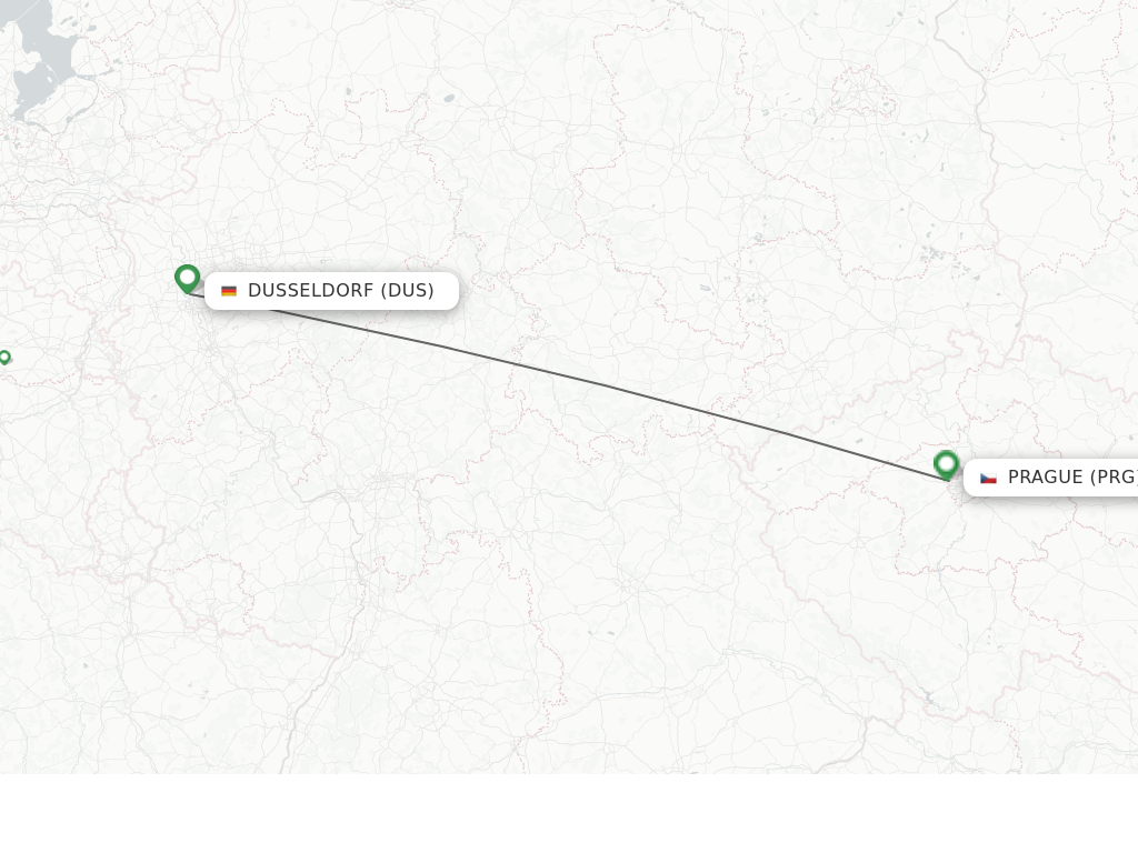 Flights from Dusseldorf to Prague route map