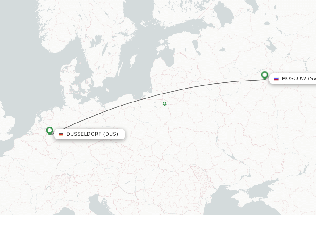 Flights from Moscow to Dusseldorf route map