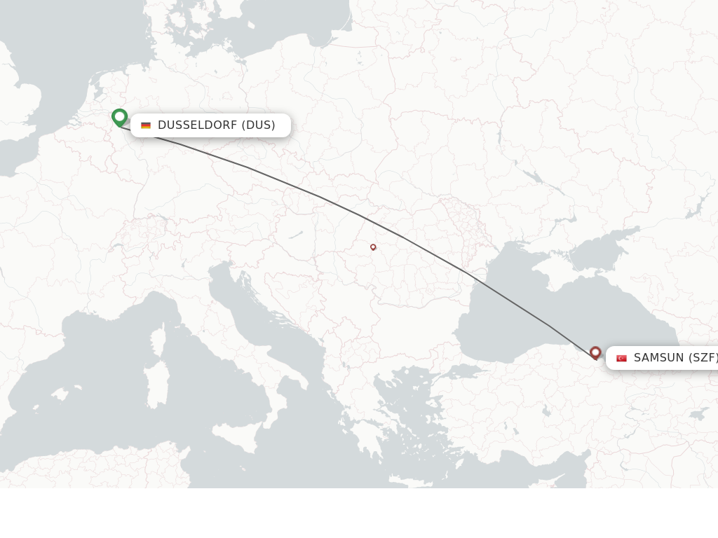 Flights from Dusseldorf to Samsun route map