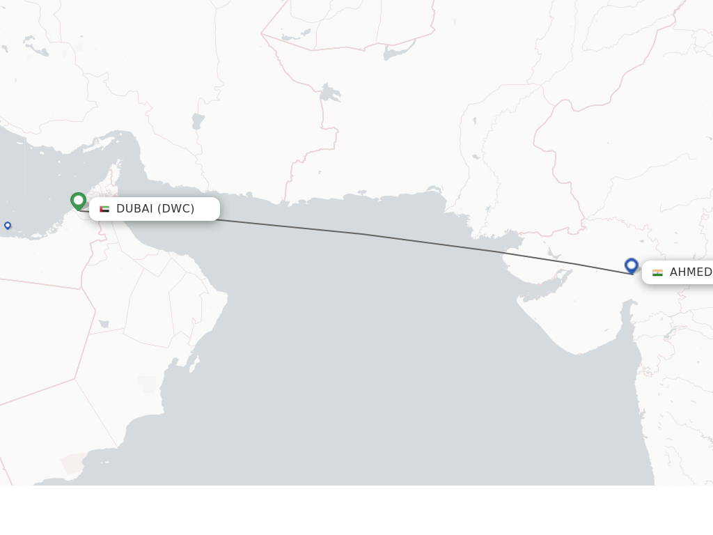 Flights from Dubai to Ahmedabad route map