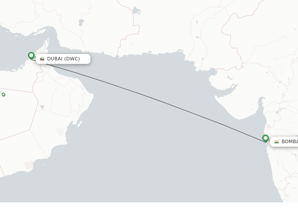 Flights from Dubai to Bombay route map
