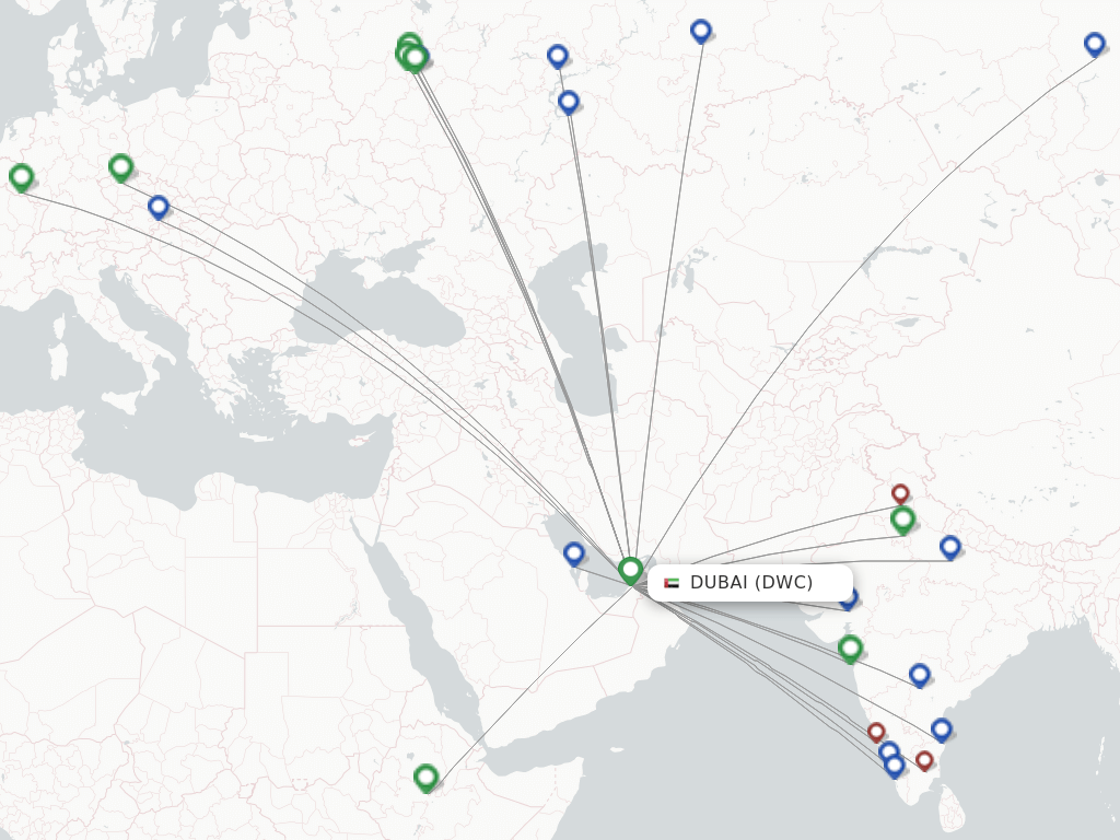 Flights from Dubai to Kochi route map