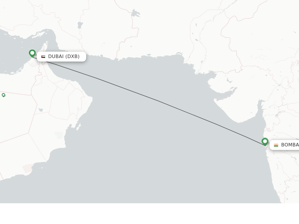 Flights from Dubai to Mumbai route map