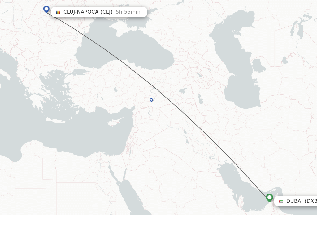 Flights from Dubai to Cluj-Napoca route map