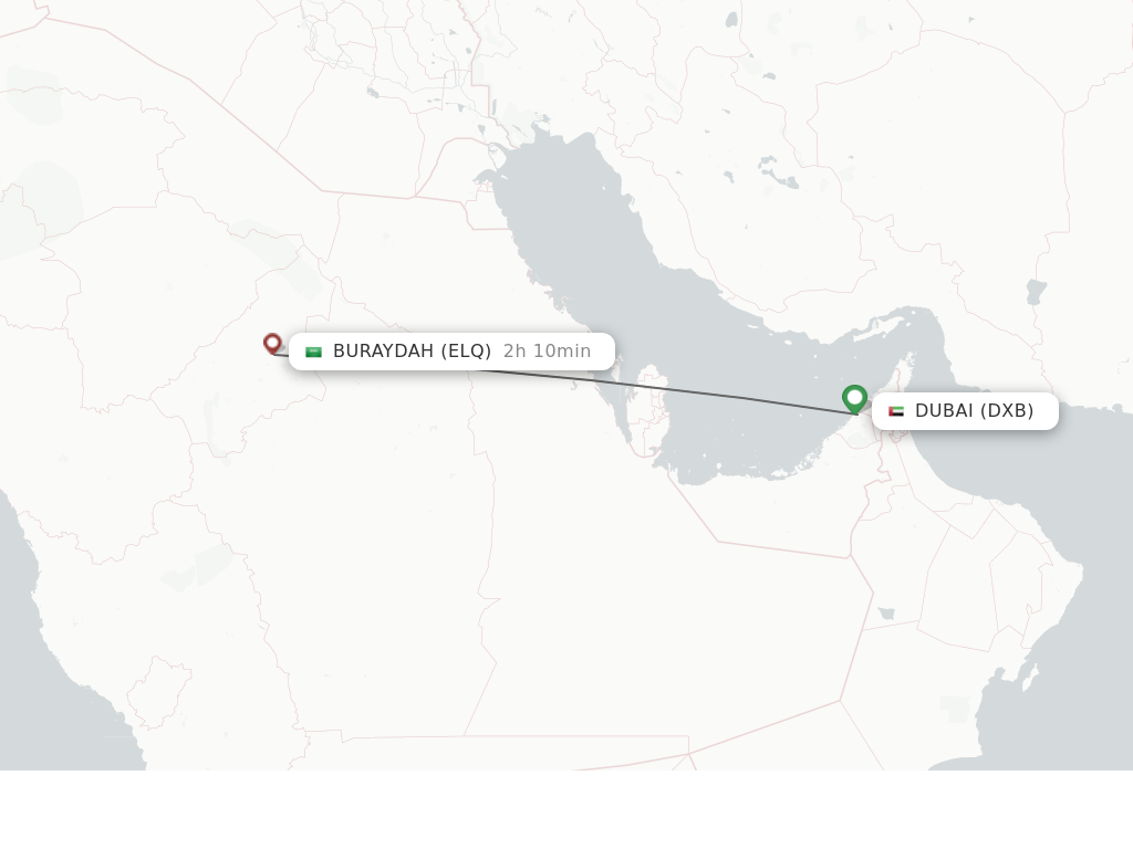 Flights from Dubai to Gassim route map