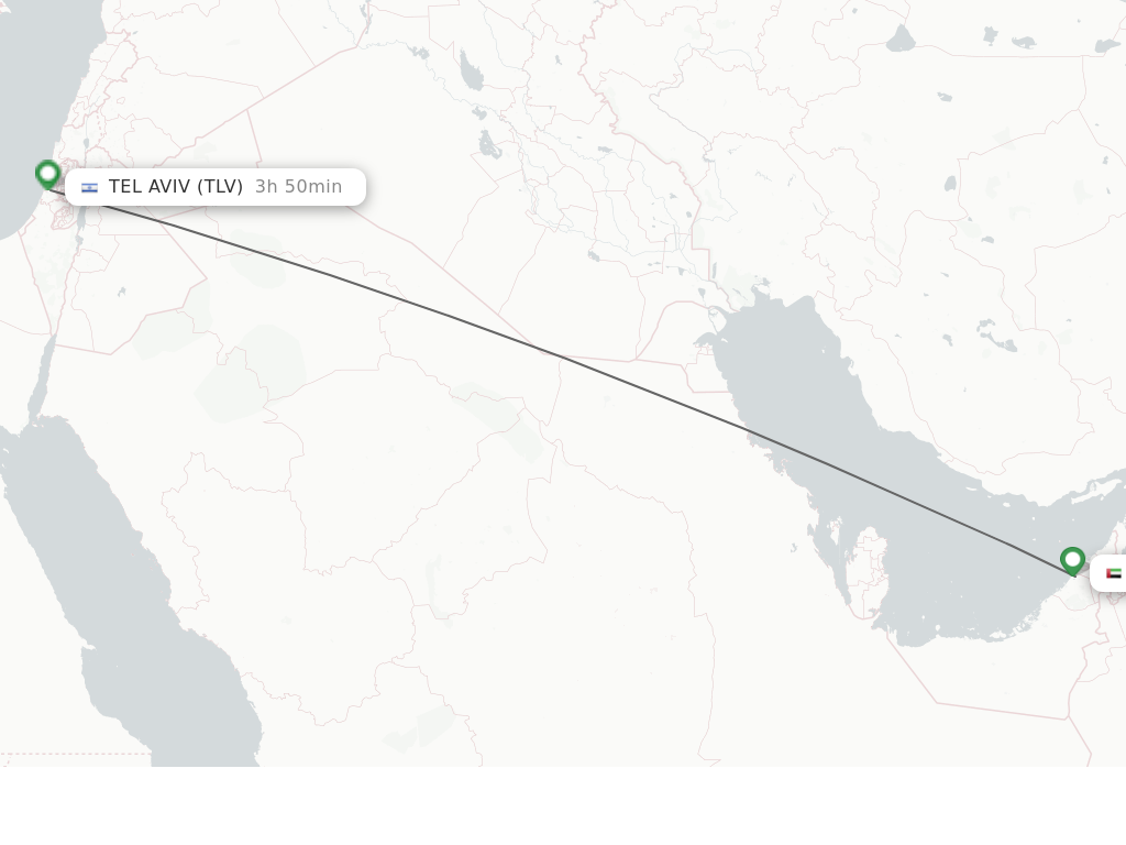 Flights from Dubai to Tel Aviv route map