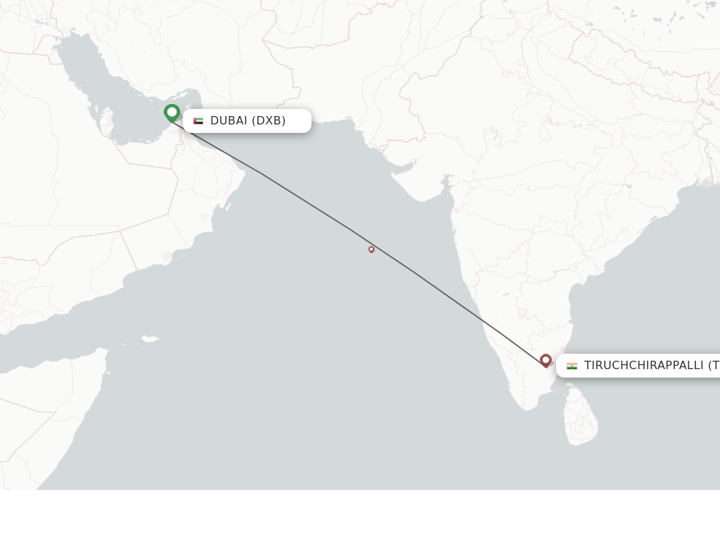 Flights from Dubai to Tiruchirappalli route map