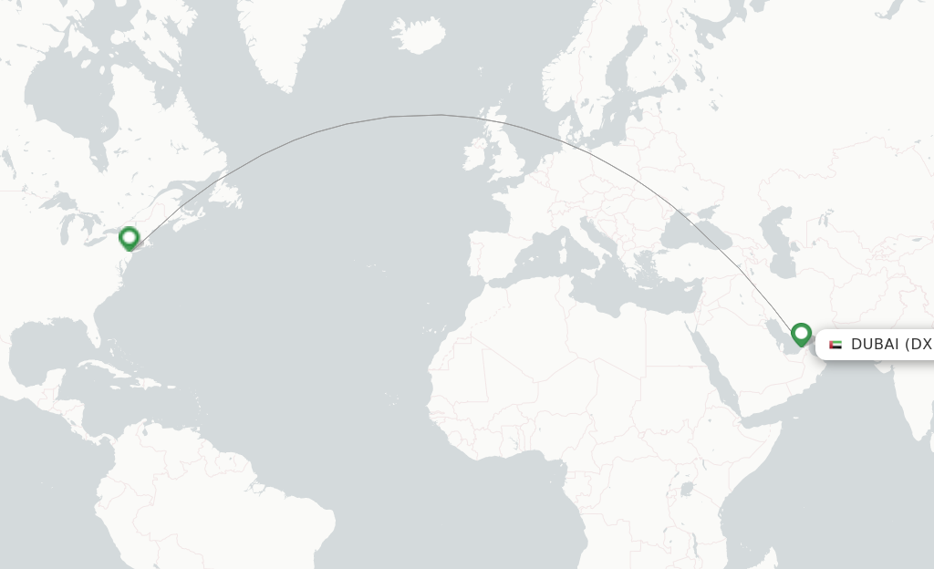 Route map with flights from Dubai with United