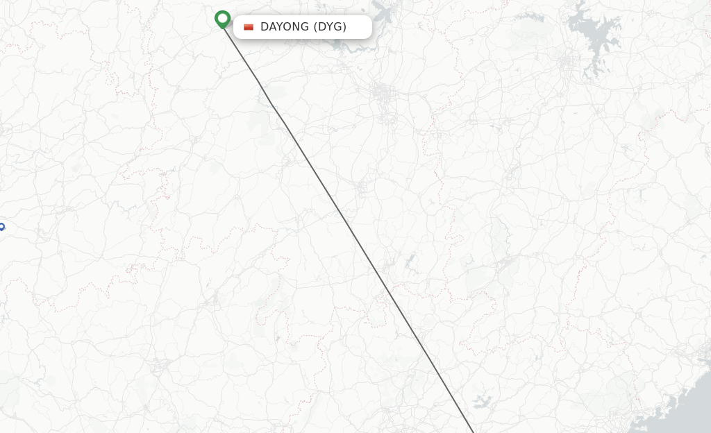 Flights from Dayong to Huizhou route map