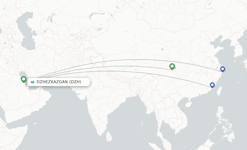 Route map with flights from Dazhou with Sichuan Airlines