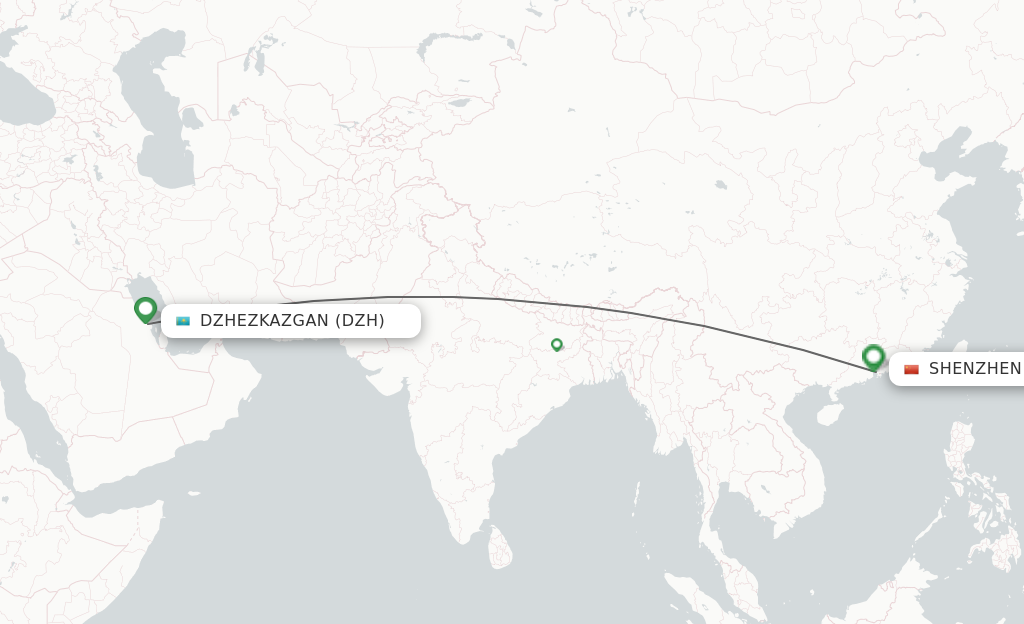 Flights from Dazhou to Shenzhen route map
