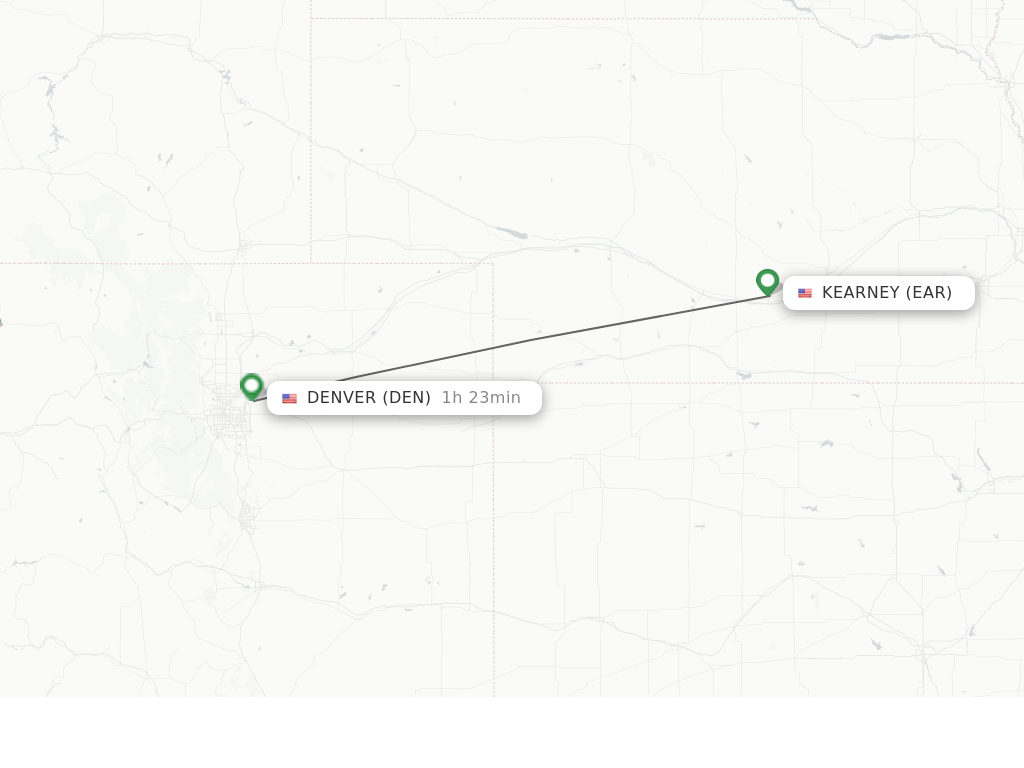 Flights from Kearney to Denver route map