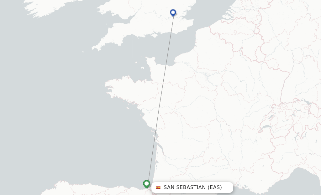 Route map with flights from San Sebastian with British Airways